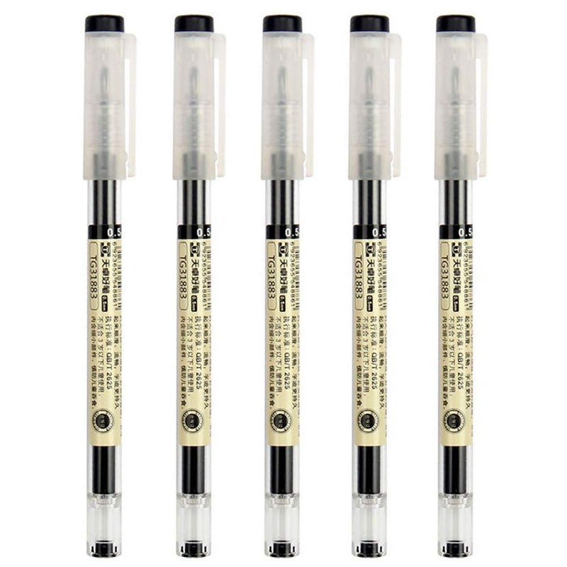sencoo 5 pack Black Gel Ink Pen Extra fine point pens Ballpoint pen 0.5mm Black For Office School Students Stationery - Image 1